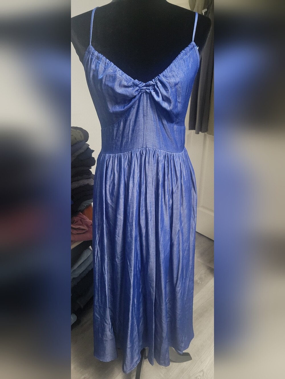 Unbranded XL Shiney Chambray Adjustable Maxi Dress